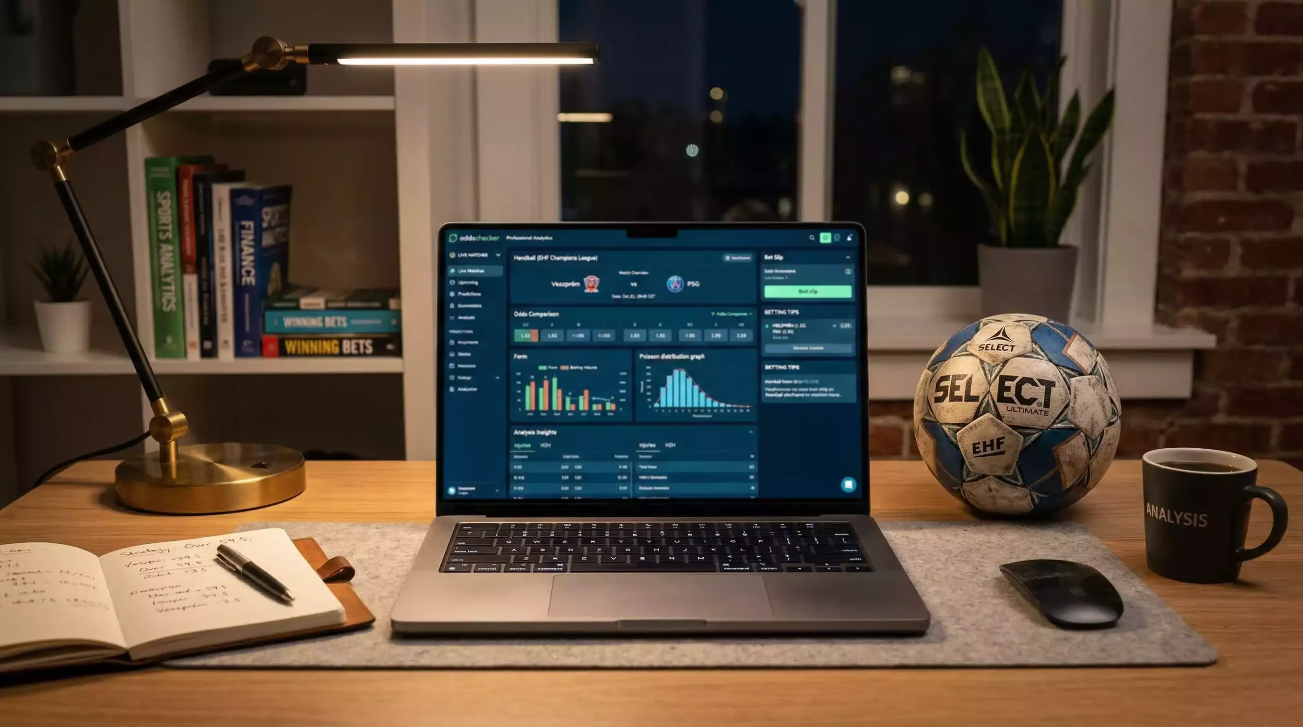 Laptop mit Wettquoten für Handball Champions League Spiel