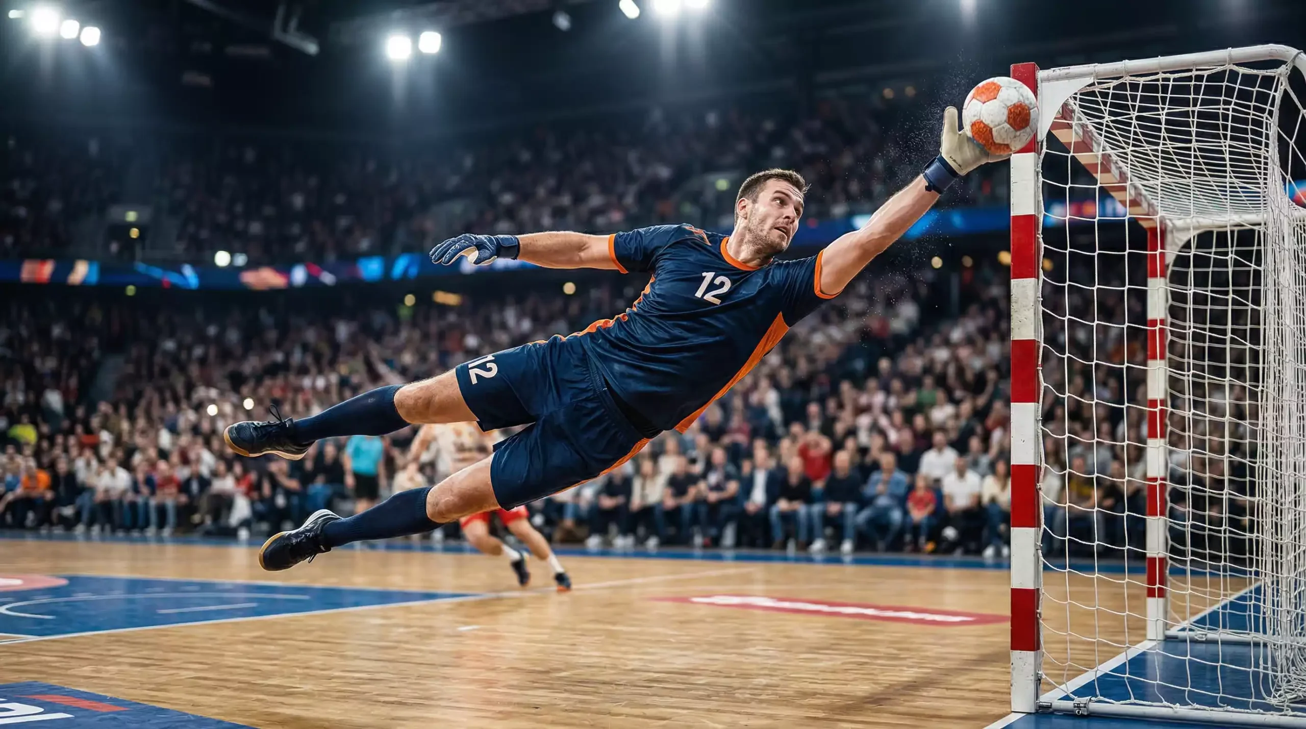 Handball-Torhüter pariert einen Wurf in der EHF Champions League
